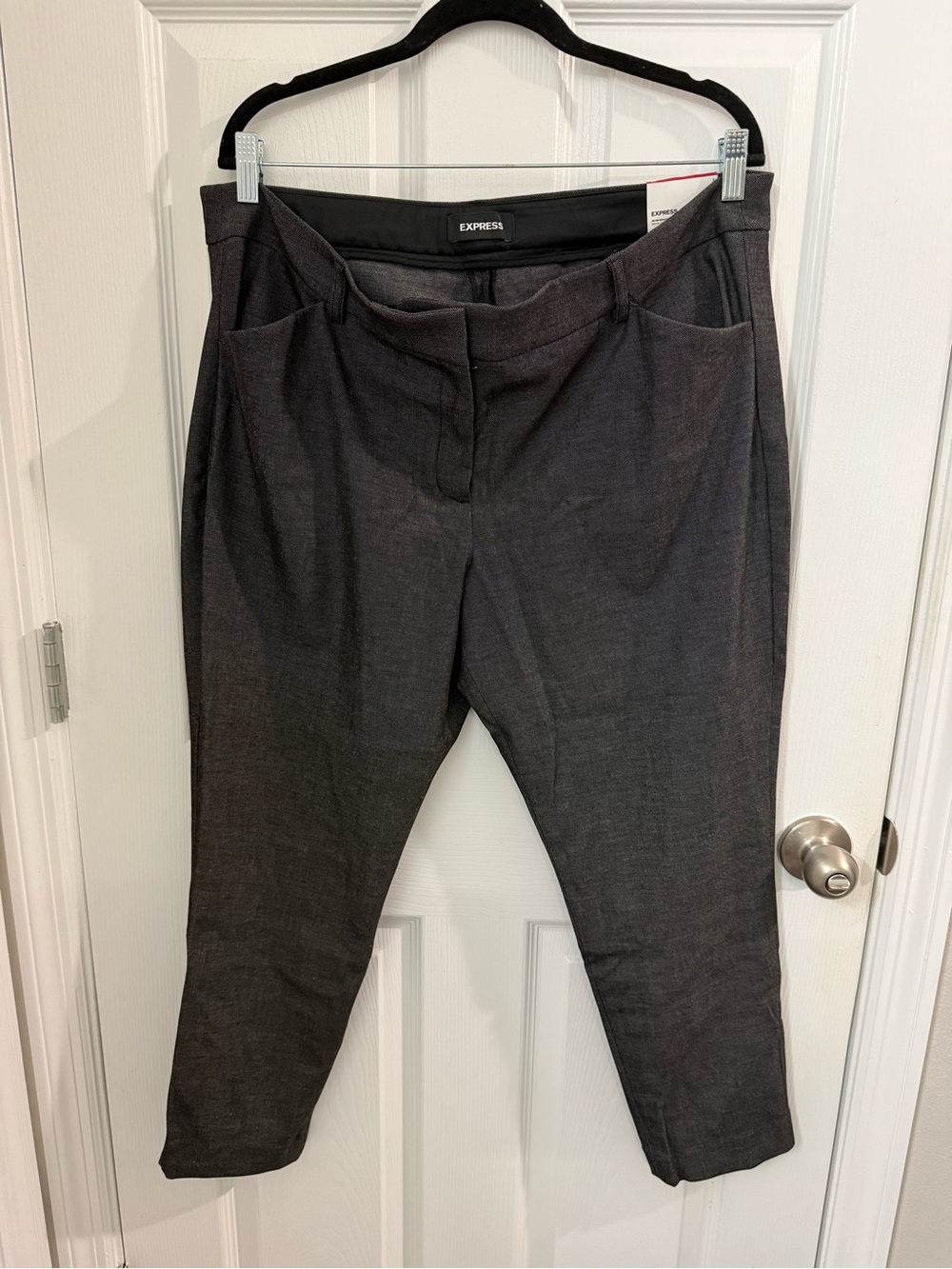 Express Women's Gray Dress Pants Skinny Mid Rise Stretch Petites 16P